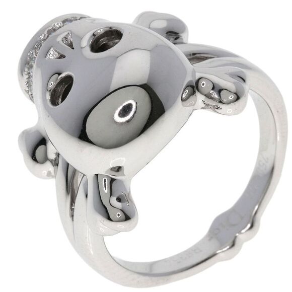 DIOR Tete De Mall Skull Diamond #55 Ring 18K White Gold Women's - Picture 3 of 13